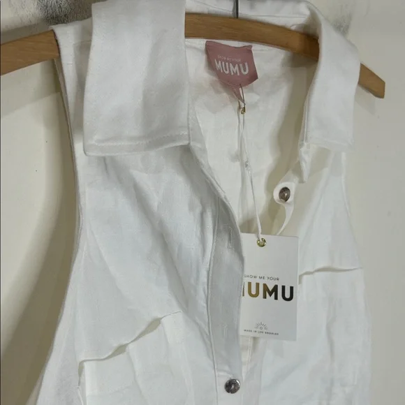NWT SHOW ME YOUR MUMU White Basic Sleeveless Button Up Dress Size Small - Picture 9 of 15